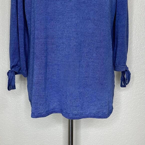 Talbots 100% Linen Split Crewneck Sleeves Tie Sweater - Picture 5 of 13